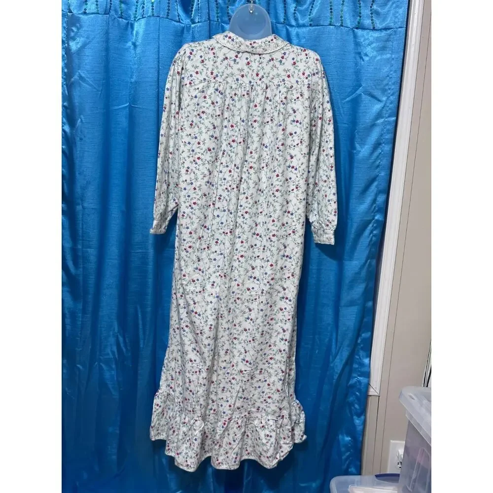Vandemere Nightgown Womens M White Floral Lace Long Maxi Ruffle Multicolor Hem